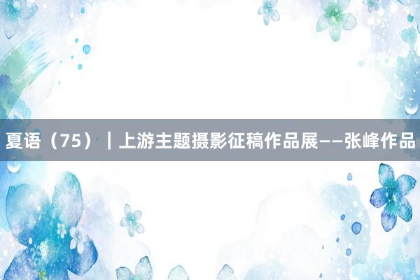 夏语（75）｜上游主题摄影征稿作品展——张峰作品