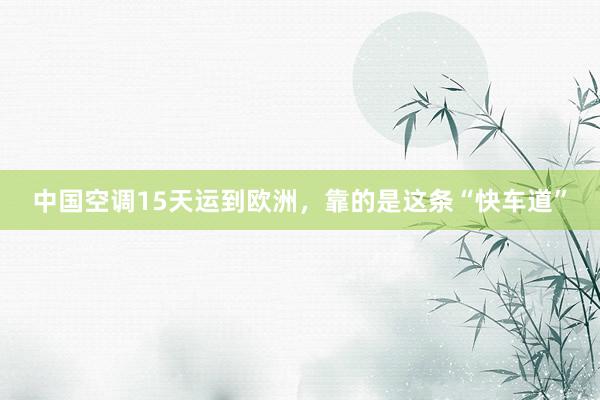 中国空调15天运到欧洲，靠的是这条“快车道”