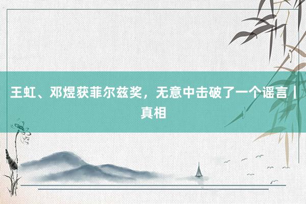 王虹、邓煜获菲尔兹奖,无意中击破了一个谣言|真相