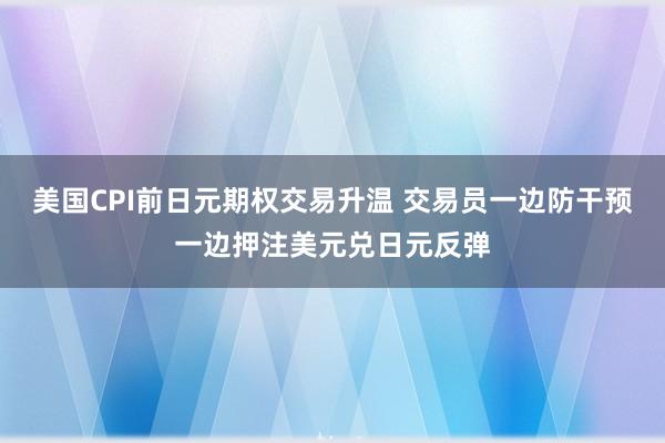 美国CPI前日元期权交易升温 交易员一边防干预一边押注美元兑日元反弹
