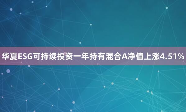 华夏ESG可持续投资一年持有混合A净值上涨4.51%