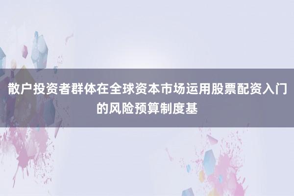 散户投资者群体在全球资本市场运用股票配资入门的风险预算制度基