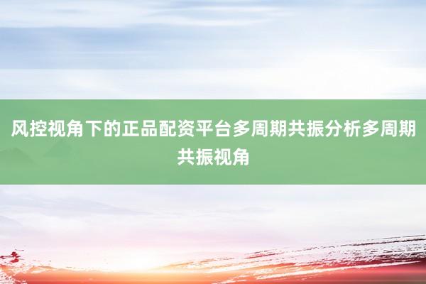 风控视角下的正品配资平台多周期共振分析多周期共振视角