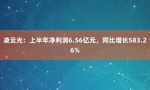 凌云光：上半年净利润6.56亿元，同比增长583.26%