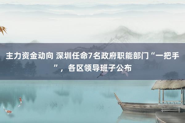 主力资金动向 深圳任命7名政府职能部门“一把手”，各区领导班子公布