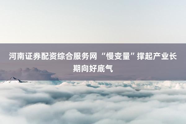 河南证券配资综合服务网 “慢变量”撑起产业长期向好底气