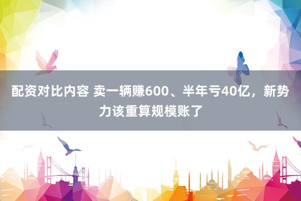 配资对比内容 卖一辆赚600、半年亏40亿，新势力该重算规模账了