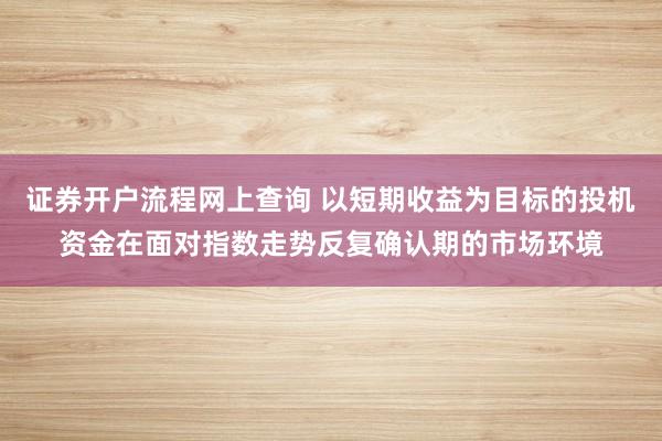 证券开户流程网上查询 以短期收益为目标的投机资金在面对指数走势反复确认期的市场环境