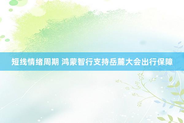 短线情绪周期 鸿蒙智行支持岳麓大会出行保障