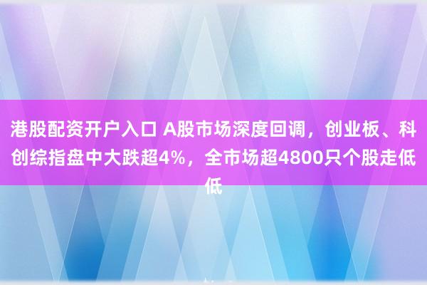 港股配资开户入口 A股市场深度回调，创业板、科创综指盘中大跌超4%，全市场超4800只个股走低