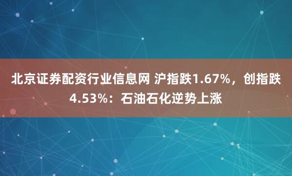 北京证券配资行业信息网 沪指跌1.67%，创指跌4.53%：石油石化逆势上涨