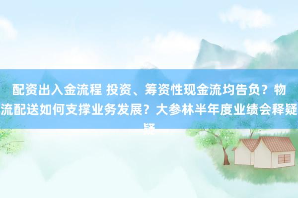配资出入金流程 投资、筹资性现金流均告负?物流配送如何支撑业务发展?大参林半年度业绩会释疑
