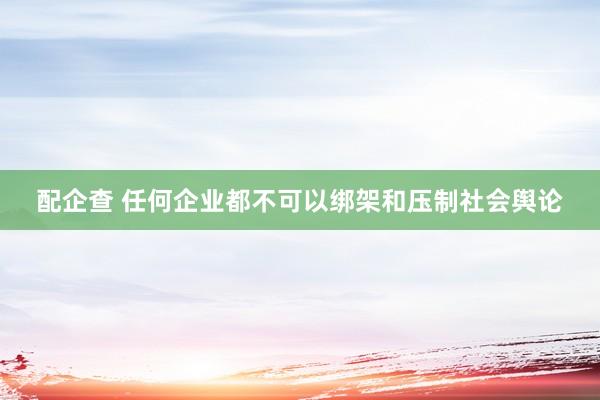 配企查 任何企业都不可以绑架和压制社会舆论